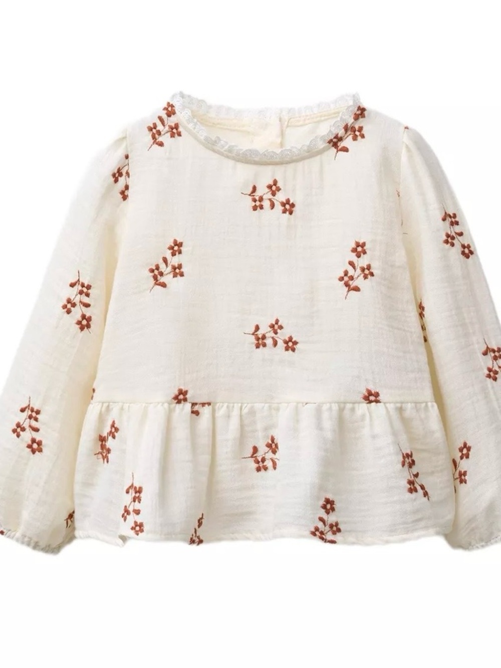 NWOT Zara EMBROIDERED LACE FLOWER BLOUSE
